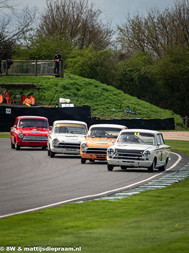 Four Lotus Cortinas, 2023 Goodwood Members Meeting