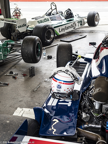 Mark Hazell, Williams FW07, Simon Fish, Ensign N180, 2018 Brands Hatch Masters Festival