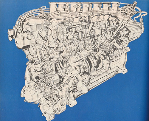 Cutaway of Gurney-Weslake V12, The Motor, B. Hatton