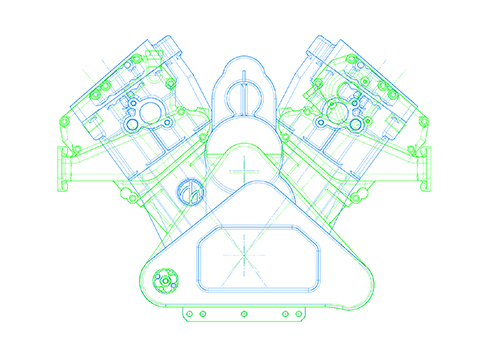 Ilmor 265D and 265E engine drawings by Patrick Morgan