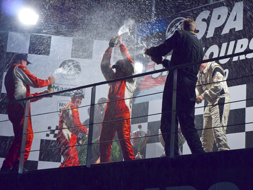 Martin Stretton in stratospheric mood on the Six Hours podium