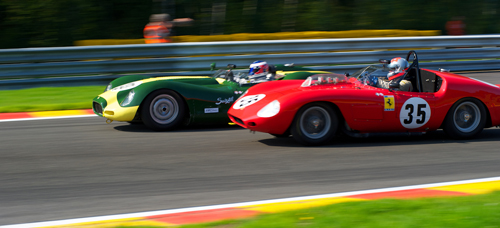 Jon Minshaw/Martin Stretton, Lister-Jaguar 'Knobbly', Bobby Verdon-Roe, Ferrari 246S Dino, Stirling Moss Trophy, 2011 Spa Six Hours